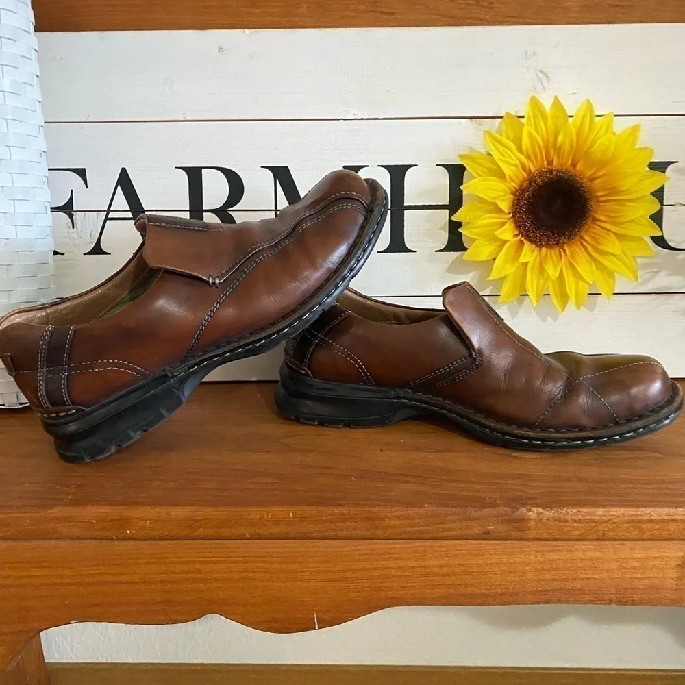 Clarks Escalade, brown leather upper 9 1/2 loafers